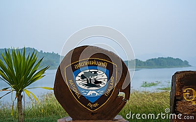 Phetchaburi, Thailand - Jan 14, 2014: Sign of Kaeng Krachan National Park. The National Park is famous it`s diverse wildlife, but Editorial Stock Photo