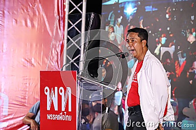 Pheu Thai Party last campaign speech Before the by-election in Bangkokâ€™s Constituency 9 Editorial Stock Photo