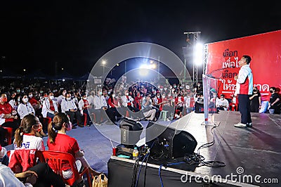 Pheu Thai Party last campaign speech Before the by-election in Bangkokâ€™s Constituency 9 Editorial Stock Photo