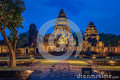 Phi mai castle , historical park and ancient castle in Nakorn Ratchasima, Thailand Stock Photo