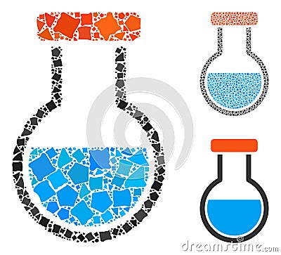 Phial Mosaic Icon of Rugged Elements Cartoon Illustration