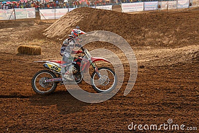 Phichit,Thailand,December 27,2015:Extreme Sport Motorcycle,The motocross competition,motocross rider cornering and free fee to see Editorial Stock Photo