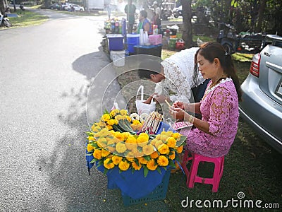 PHICHIT, THAILAND OCTOBER 25: The women waiting for tourists to Editorial Stock Photo