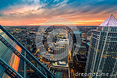 Philadelphia aerial perspective at sunset. Stock Photo