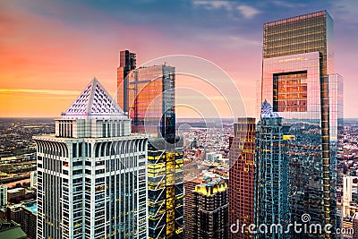 Philadelphia aerial with downtown skyscrapers Stock Photo