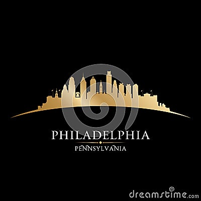 Philadelphia Pennsylvania city silhouette black background Vector Illustration