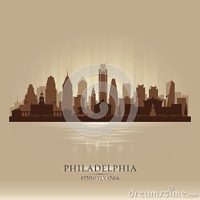 Philadelphia Pennsylvania city skyline silhouette Vector Illustration