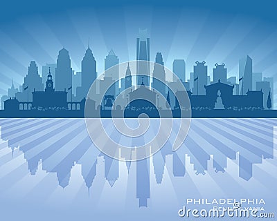 Philadelphia Pennsylvania city skyline vector silhouette Vector Illustration