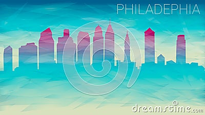 Philadelphia Pennsylvania City USA Skyline City Vector Silhouette. Broken Glass Abstract Geometric Dynamic Textured. Banner Backgr Vector Illustration