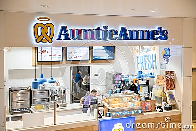 Auntie Anne`s is Original Pretzel and lemonade Editorial Stock Photo