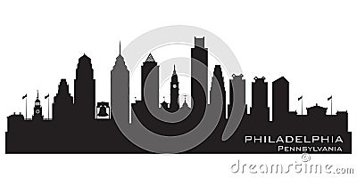Philadelphia Pennsylvania city skyline vector silhouette Vector Illustration