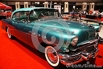 Philadelphia, Pennsylvania, U.S - January 14, 2024 - The 1956 Buick Roadmaster Riviera 4 hardtop in green color Editorial Stock Photo