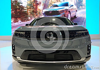 Philadelphia, Pennsylvania, U.S - January 14, 2024 - The front view of the new 2024 Honda Prologue Touring all-electric SUV Editorial Stock Photo