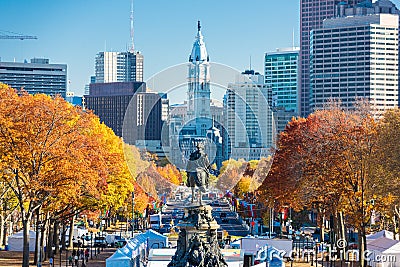 Philadelphia, Pennsylvania, USA at Benjamin Franklin Parkway Editorial Stock Photo