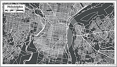 Philadelphia Pennsylvania USA Map in Retro Style. Stock Photo