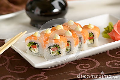 Philadelphia Roll with salmon Stock Photo