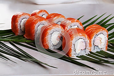 Philadelphia roll with shrimp sushi food on a Stock Photo
