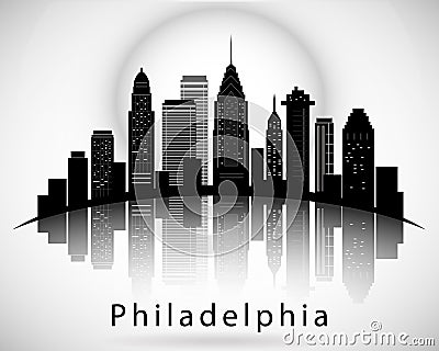 Philadelphia silhouette, Pennsylvania United States of America States. City Skyline Vector Illustration