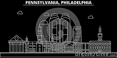 Philadelphia silhouette skyline. USA - Philadelphia vector city, american linear architecture, buildings. Philadelphia Vector Illustration