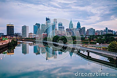 Philadelphia skyline at night Stock Photo