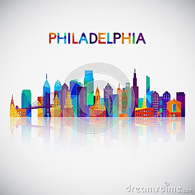 Philadelphia skyline silhouette in colorful geometric style. Vector Illustration