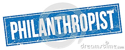 PHILANTHROPIST text on blue grungy rectangle stamp Stock Photo