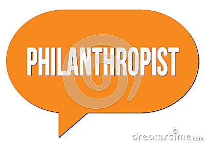 PHILANTHROPIST text written in an orange speech bubble Stock Photo