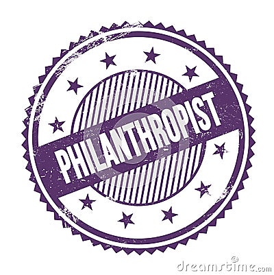 PHILANTHROPIST text written on purple indigo grungy round stamp Stock Photo