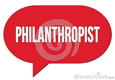 PHILANTHROPIST text written in a red speech bubble Stock Photo