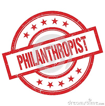 PHILANTHROPIST text written on red vintage round stamp Stock Photo