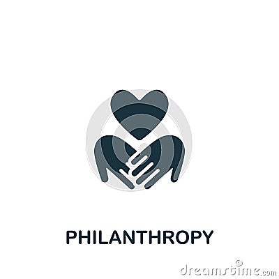 Philantropy icon. Monochrome simple sign from charity and non-profit collection. Philantropy icon for logo, templates Vector Illustration