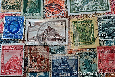 Philately - collecting stamps. Editorial Stock Photo