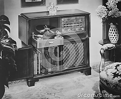 Philco Radio phonograph with AM and FM radio and turntable, 1951 Stock Photo