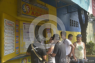 Philippine charity sweepstakes ticketing booth in Mandaluyong, Philippines Editorial Stock Photo