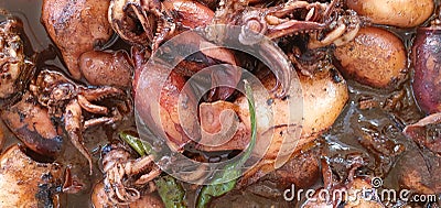 Philippine Food Recipe: Adobo Squid Seafood Stock Photo