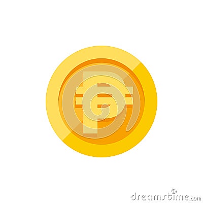 Philippine peso currency symbol on gold coin flat style Vector Illustration