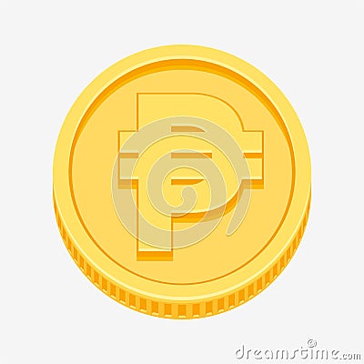 Philippine peso currency symbol on gold coin Vector Illustration