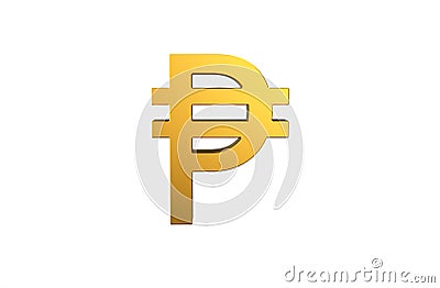 Philippine Peso currency symbol in gold - 3d Illustration, 3d rendering Stock Photo