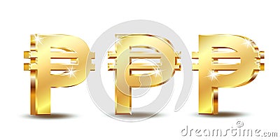 Philippine peso currency symbol, golden money sign Vector Illustration