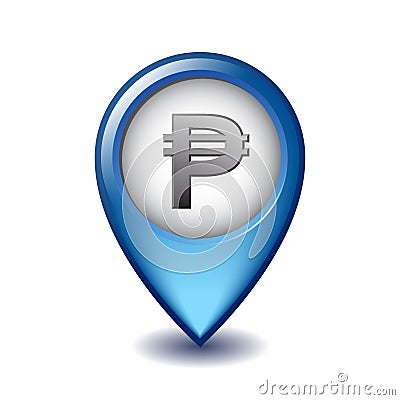 Philippine peso symbol on Mapping Marker vector icon. Vector Illustration