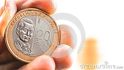 Philippine Twenty Pesos coins Stock Photo