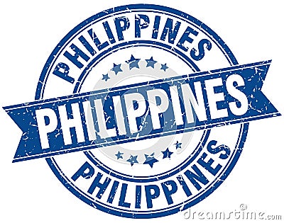 Philippines blue round grunge vintage stamp Vector Illustration