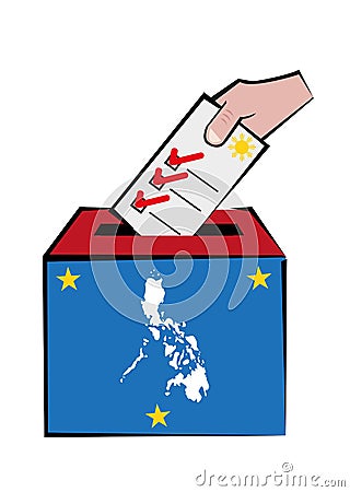 Philippines Election Concept With Map And Voters Hand On Ballot Box. Editable Clip Art. Stock ...