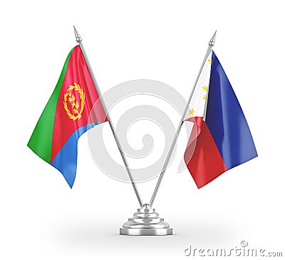 Philippines and Eritrea table flags isolated on white 3D rendering Stock Photo