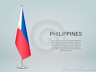 Philippines hanging flag on stand. Template forconference banner Stock Photo