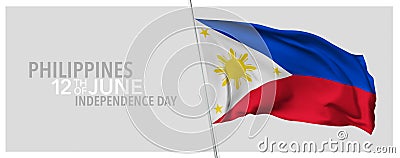 Philippines happy independence day greeting card, banner with template text vector illustration Vector Illustration