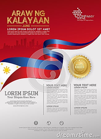 Philippines happy National Day background template for a poster leaflet and brochure Vector Illustration