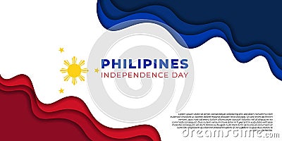 Philippines Independence Day design with paper cut design Vector Illustration