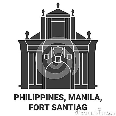 Philippines, Manila, Fort Santiag travel landmark vector illustration Vector Illustration