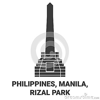 Philippines, Manila, Rizal Park travel landmark vector illustration Vector Illustration